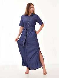 Chemise Mamorena em Chambrey Denin de Manga Curta