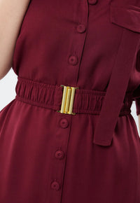 Chemise Mamorena Longuete Manga 7/8 em Viscose com Cinto de Elástico