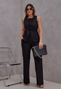 Colete Mamorena Sem Mangas em Linho com Elastano