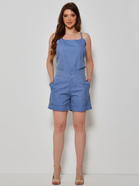 Conjunto Mamorena de Blusa de Alça e Short em Tecido Jeans