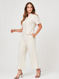 Conjunto Mamorena de Camisa Manga Curta e Calça Pantacourt em Tecido Merida