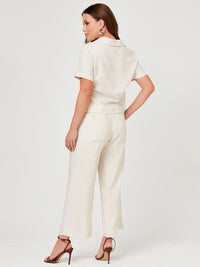 Conjunto Mamorena de Camisa Manga Curta e Calça Pantacourt em Tecido Merida