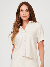 Conjunto Mamorena de Camisa Manga Curta e Calça Pantacourt em Tecido Merida