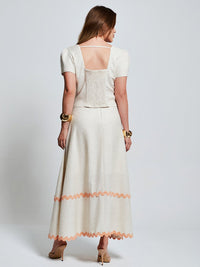 Conjunto Mamorena em Linho sem Elastano de Blusa e Saia Gode com Sianinha