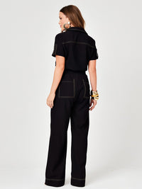 Conjunto Mamorena em Liocel de Camisa e Calça com Pespontos