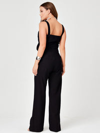 Conjunto Mamorena em Liocel de Top de Alça Decote Coração e Calça Reta