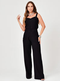 Conjunto Mamorena em Liocel de Top de Alça Decote Coração e Calça Reta