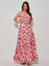 Conjunto Mamorena em Viscose Estampada com Top de Alça e Saia Longa com Fenda Frontal