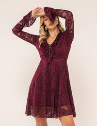 Vestido em Renda Lavínia - Vinho