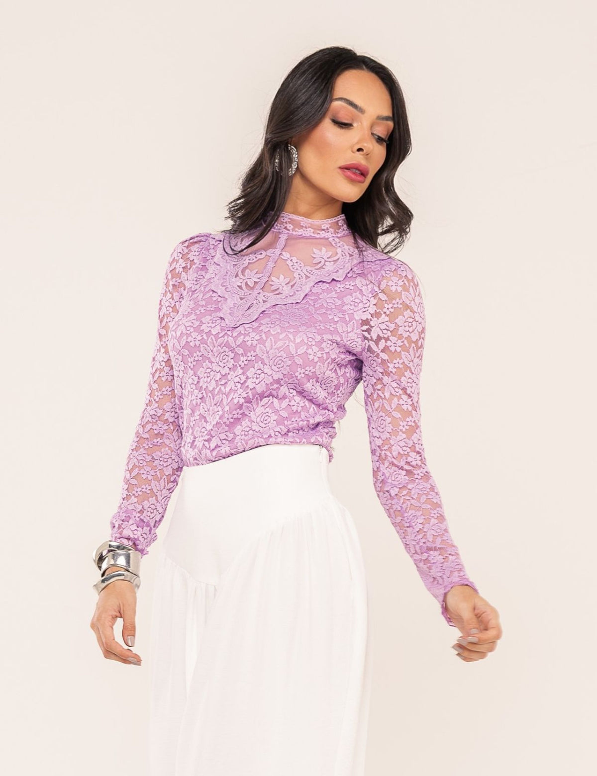Blusa em Renda Emanuelle - Lavanda