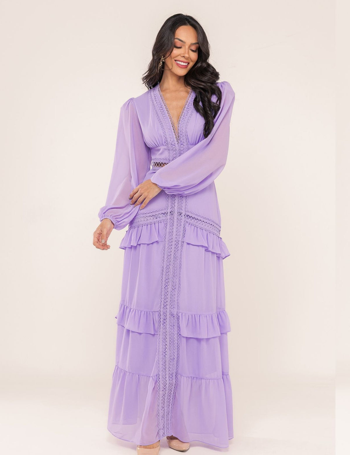 Vestido Decote V Donatela - Lavanda