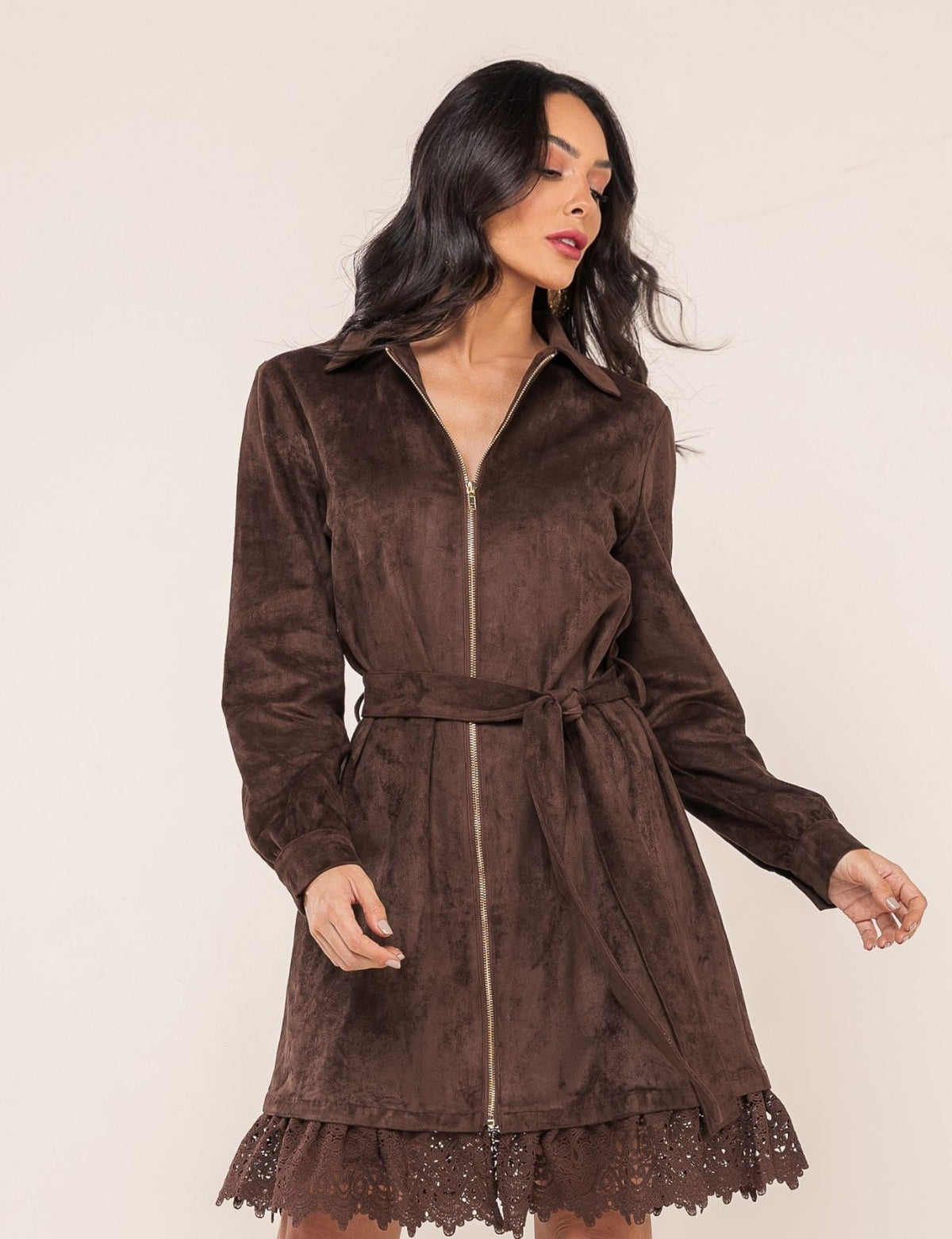 Vestido Suede Paloma - Marrom