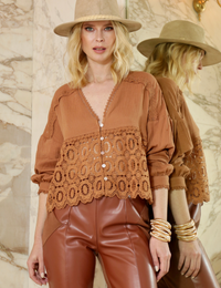 Camisa ampla em algodão Selene - Caqui