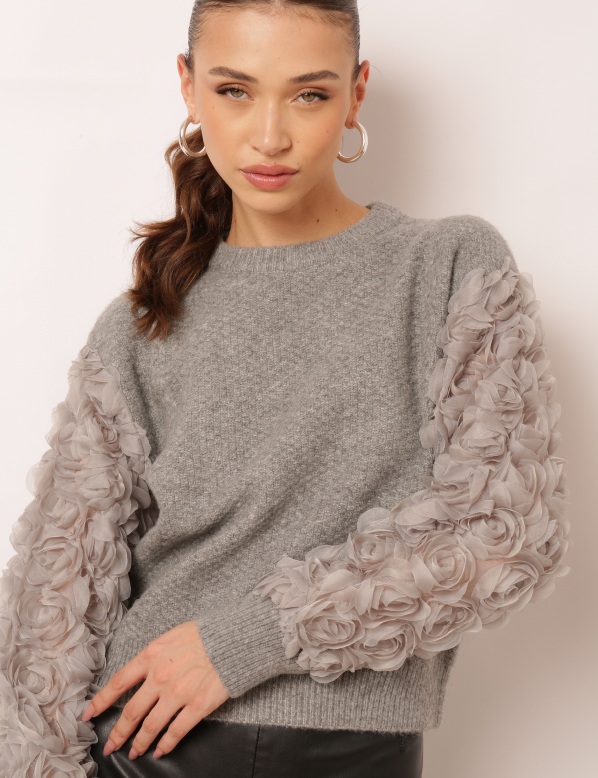 Blusa bordada Rachel - Cinza