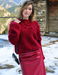 Blusão Tricot Flores Belle - Marsala