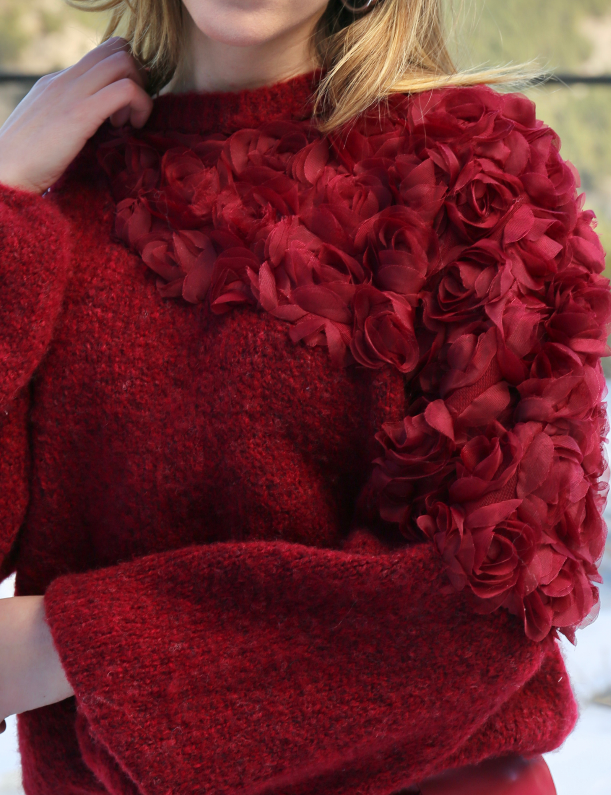 Blusão Tricot Flores Belle - Marsala