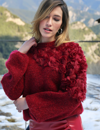 Blusão Tricot Flores Belle - Marsala