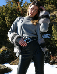 Cardigan Tricot Nia - Cinza