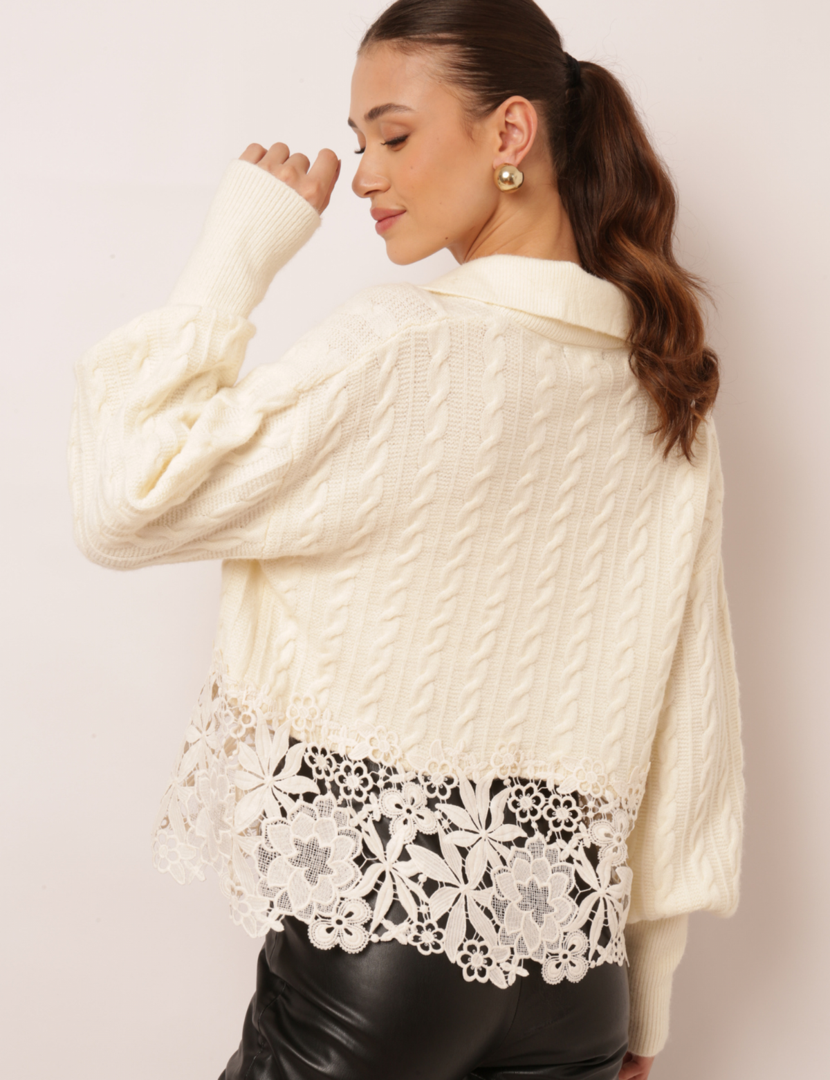 Blusa Ampla Tricot Hadassa - Off White