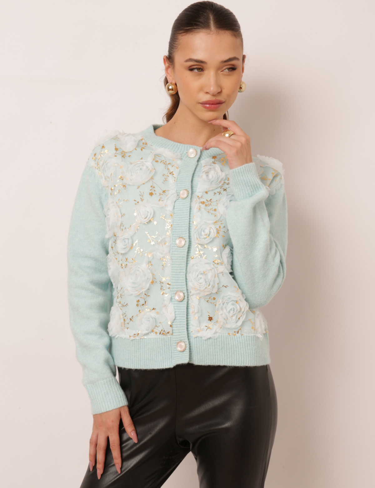 Cardigan Flores Clementine - Azul