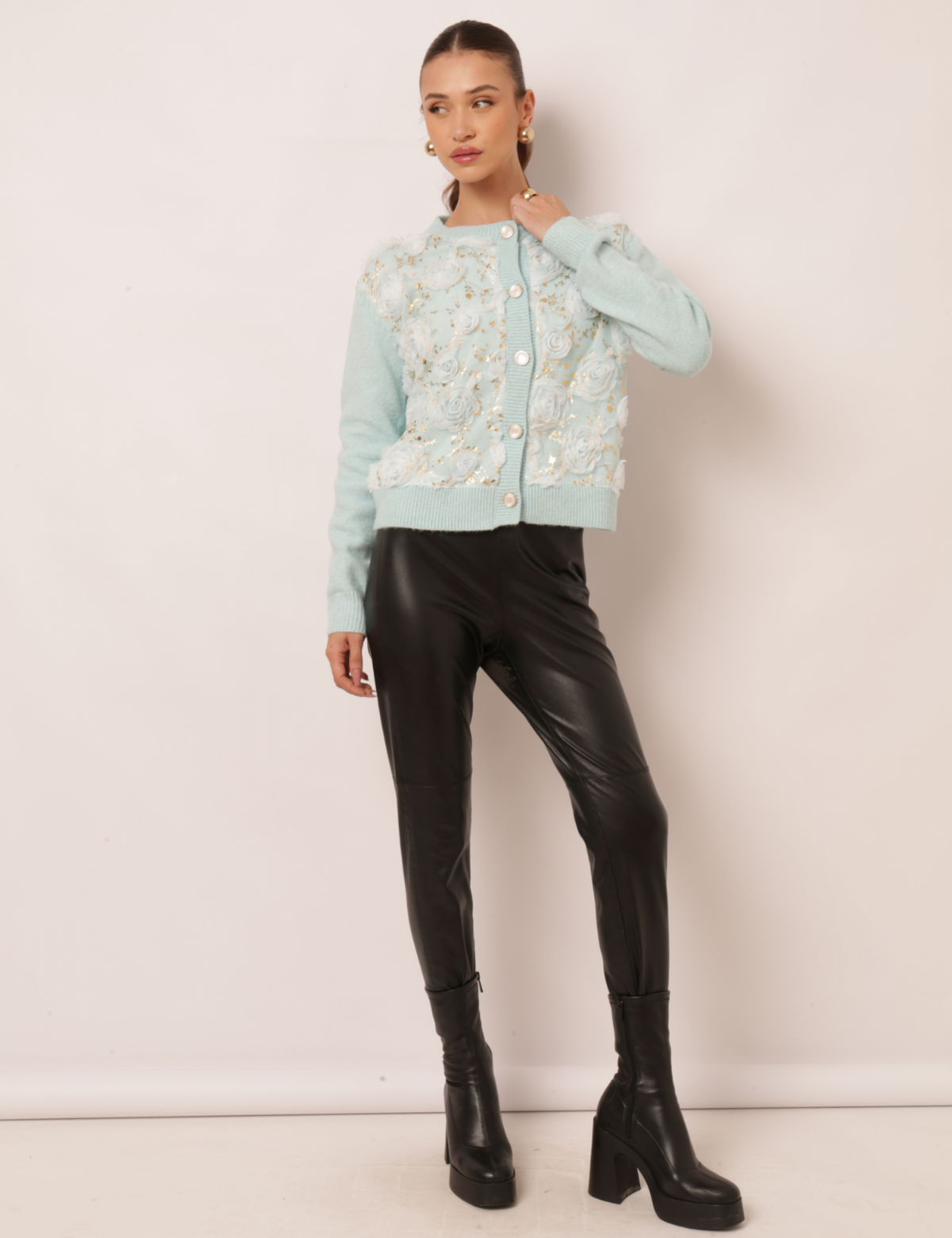 Cardigan Flores Clementine - Azul