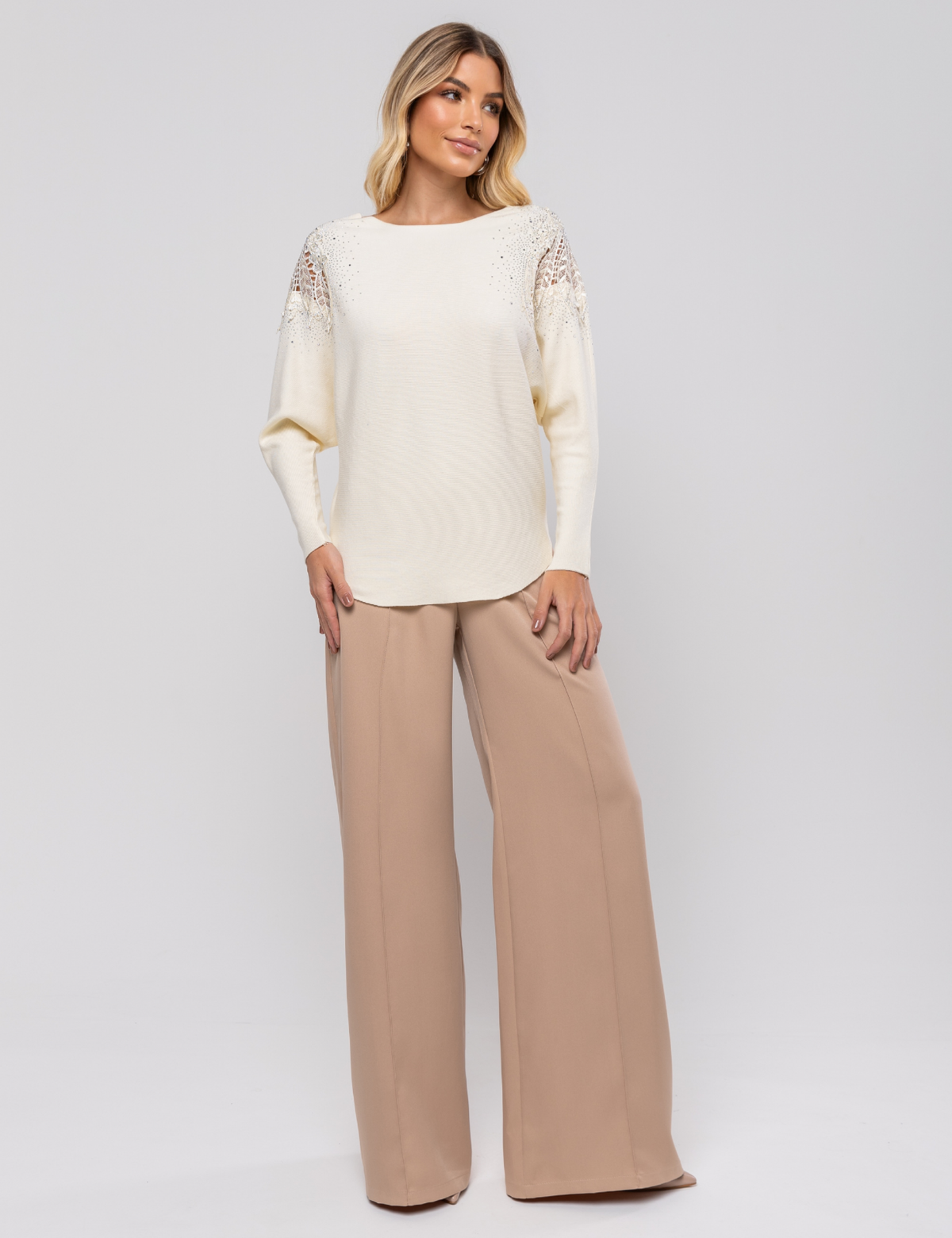 Blusa Modal Manga Morcego Grace - Off White