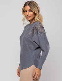 Blusa Modal Manga Morcego Grace - Cinza