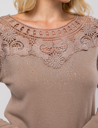 Blusa Modal com Aplicação Ana Liz - Cáqui