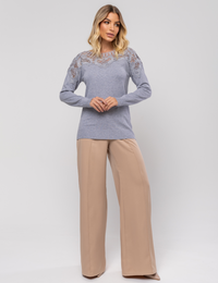 Blusa Modal com Aplicação Ana Liz - Cinza