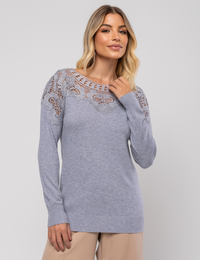 Blusa Modal com Aplicação Ana Liz - Cinza