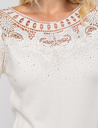 Blusa Modal com Aplicação Ana Liz - Creme