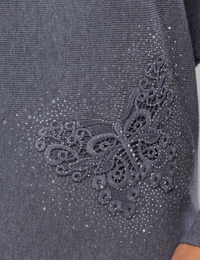 Blusa Aplique Borboleta Lucy - Cinza