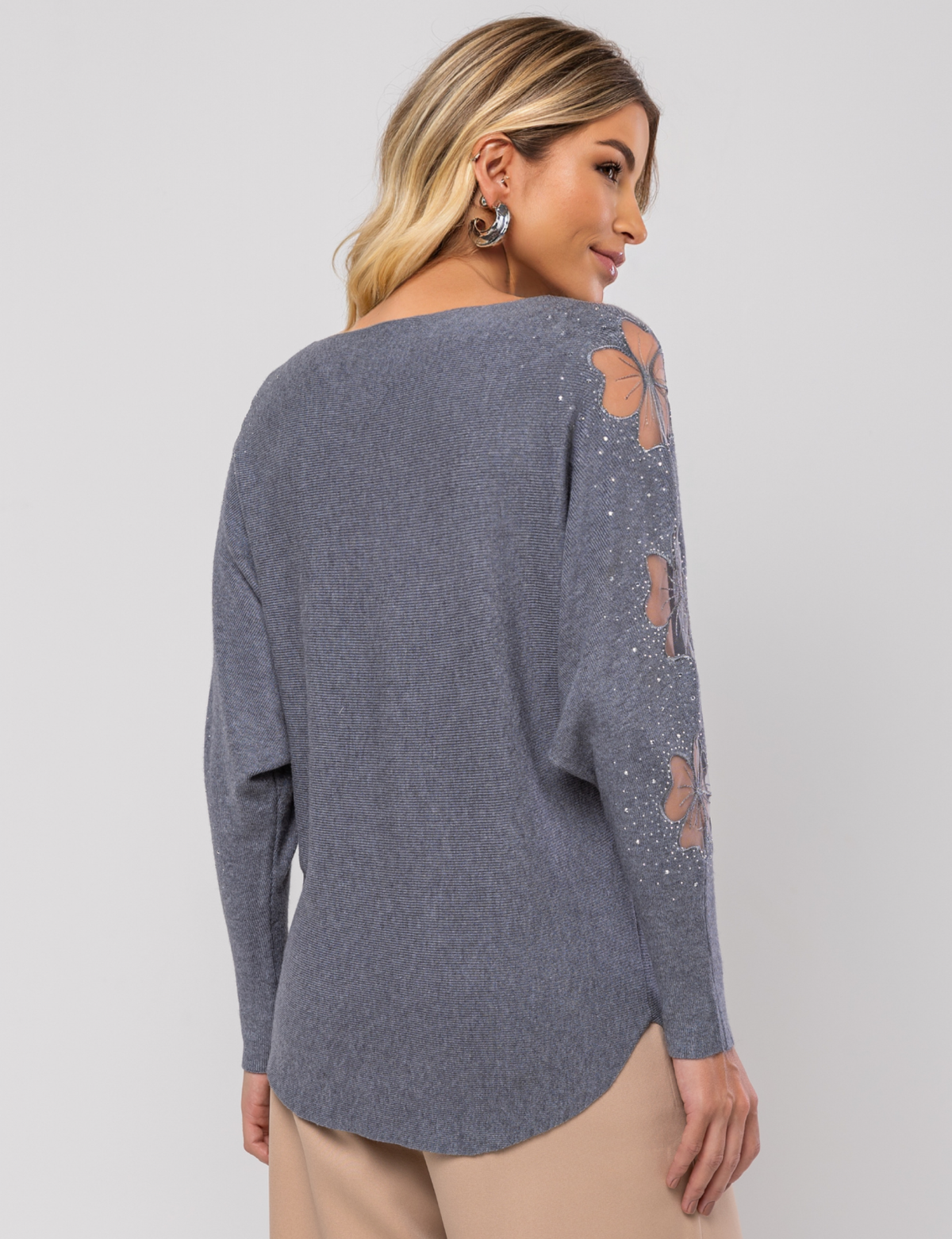 Blusa Aplique Borboleta Lucy - Cinza