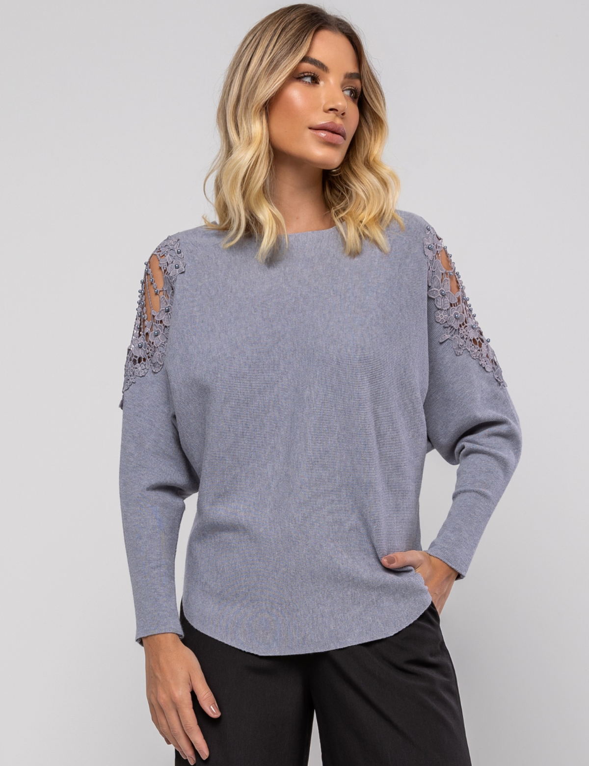 Blusa Manga Morcego Paula - Cinza
