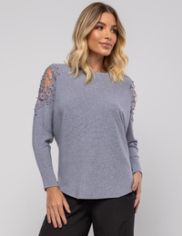 Blusa Manga Morcego Paula - Cinza