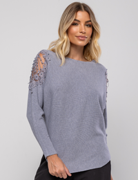 Blusa Manga Morcego Paula - Cinza