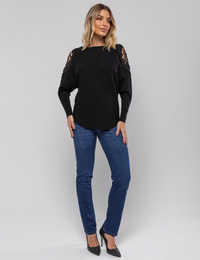 Blusa Manga Morcego Paula - Preta