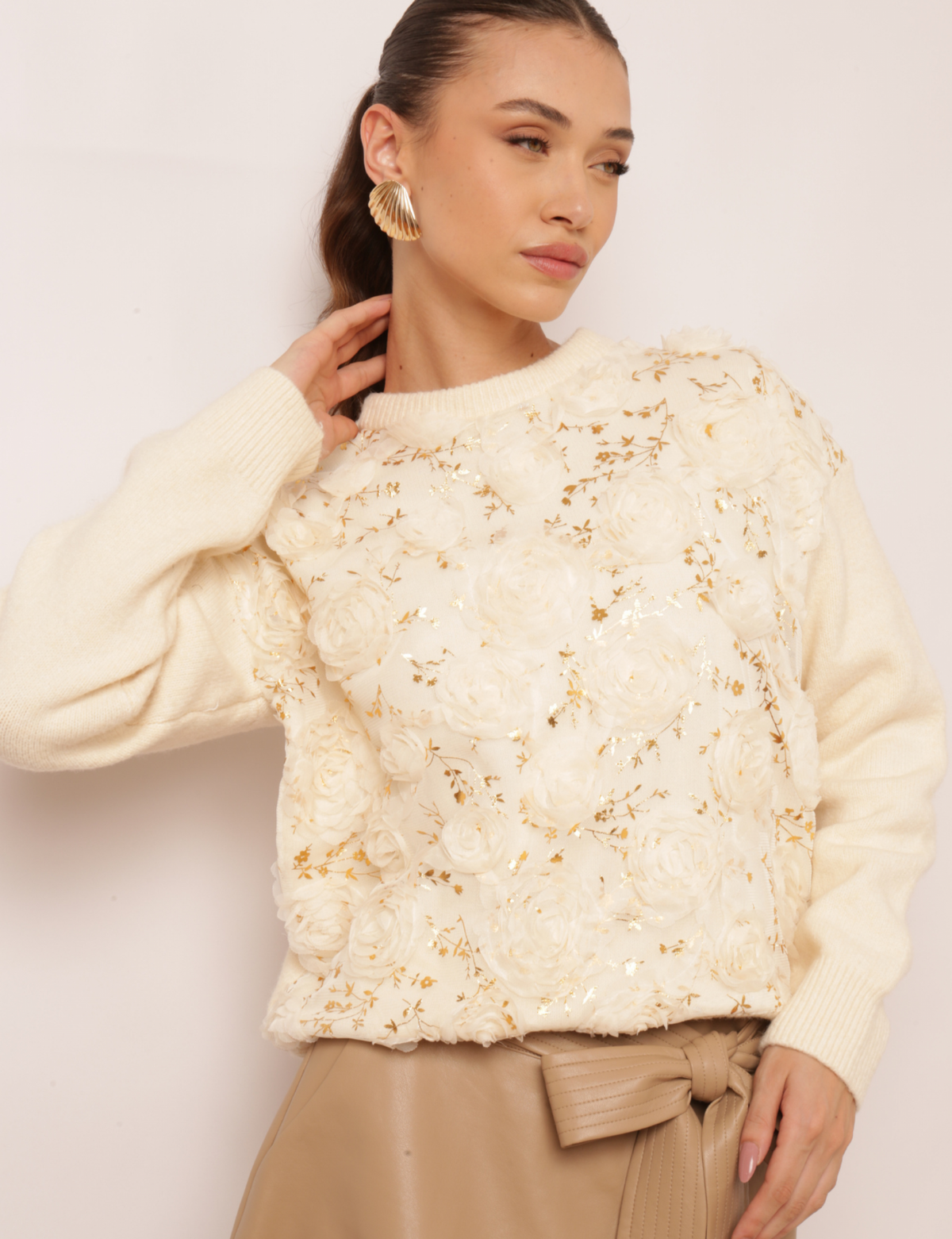 Blusa Flores Ana Júlia - Off White