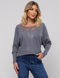 Blusa Modal Aplique Liliam - Cinza