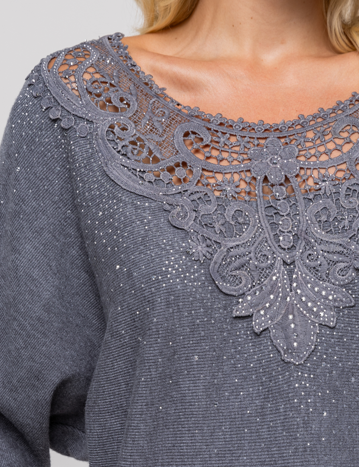 Blusa Modal Aplique Liliam - Cinza