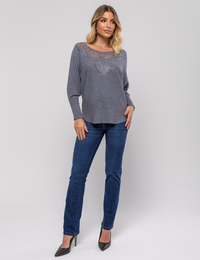 Blusa Modal Aplique Liliam - Cinza