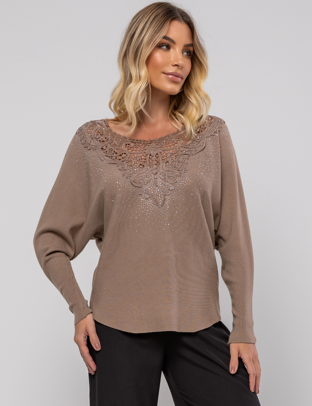 Blusa Modal Aplique Liliam - Cáqui