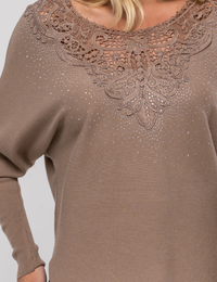 Blusa Modal Aplique Liliam - Cáqui