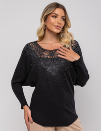 Blusa Modal Aplique Liliam - Preta