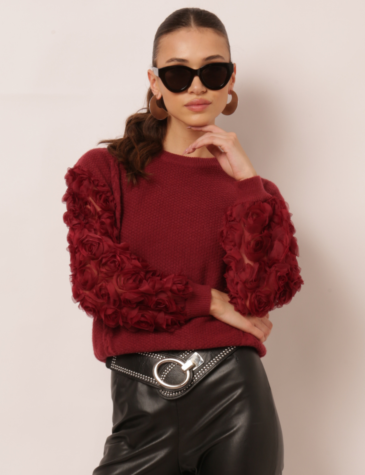 Blusa bordada Rachel - Vinho