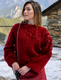 Blusão Tricot Flores Belle - Marsala