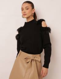 Blusa Tricot Abertura Nicole - Preta