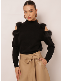 Blusa Tricot Abertura Nicole - Preta