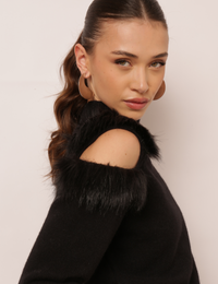 Blusa Tricot Abertura Nicole - Preta