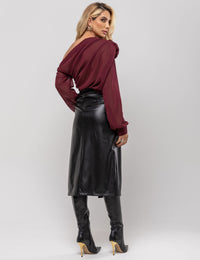 Saia Drapeada Silvia - Preta